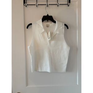 NWT A New Day White Sleeveless Collared Top